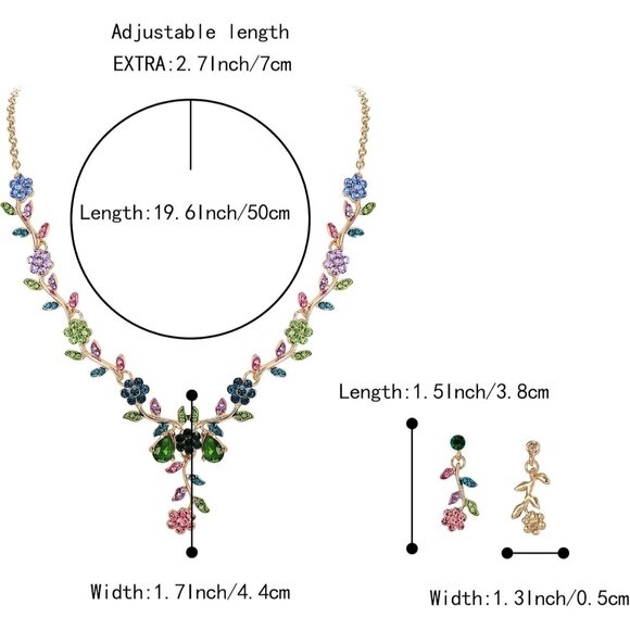 Women's Crystal Drop Earrings Pendant Necklace Set Bridal Wedding Jewelry - Picture 6 of 7